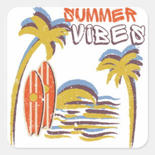 Sommerurlaub Vintag Quadratischer Aufkleber