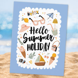 Sommerurlaubsangebot Niedliche Illustration Postkarte