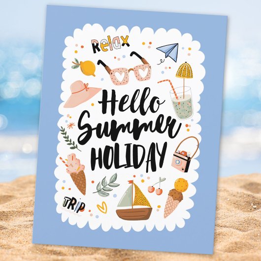 Sommerurlaubsangebot Niedliche Illustration Postkarte