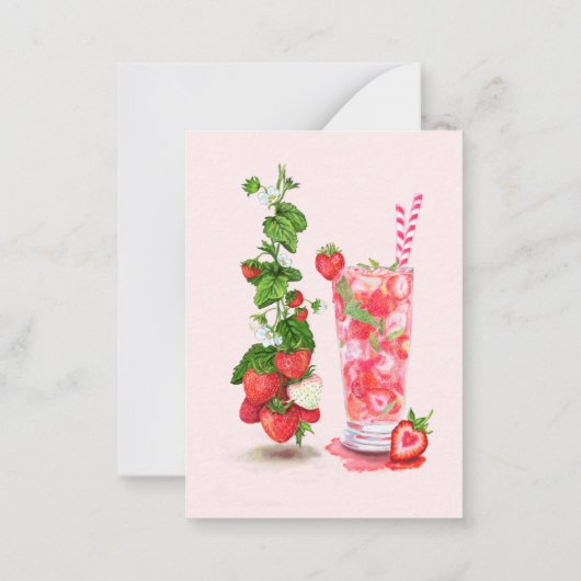 Sommerurlaubskarte mit frischem Erdbeergetränk Mitteilungskarte (Rückseite)