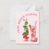 Sommerurlaubskarte mit frischem Erdbeergetränk Mitteilungskarte (Vorderseite)