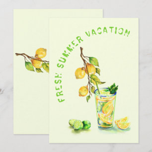 Sommerurlaubskarte mit Lemon Cocktail Drink