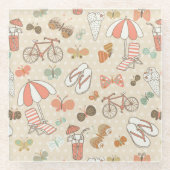 Sommerurlaubsmuster Glasuntersetzer (Vorderseite)