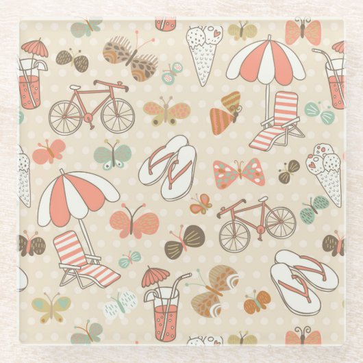 Sommerurlaubsmuster Glasuntersetzer (Vorderseite)