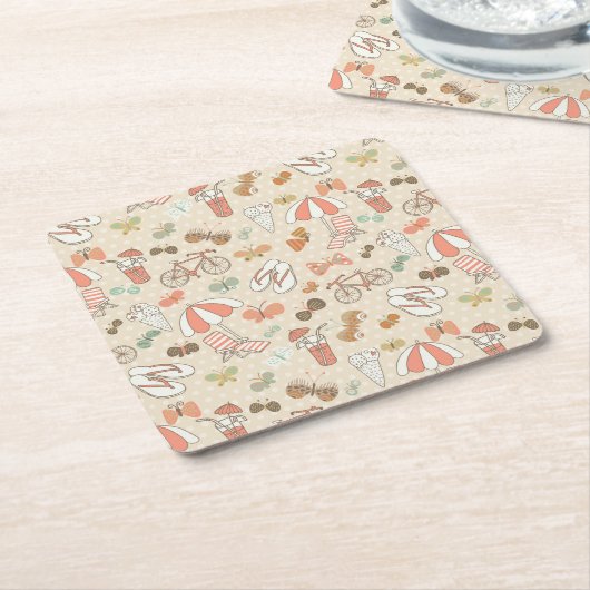 Sommerurlaubsmuster Rechteckiger Pappuntersetzer (angewinkelt)