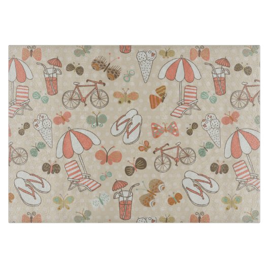 Sommerurlaubsmuster Schneidebrett (Vorderseite)