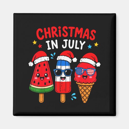 Sommerurlaubsshirt Lustiges Eis Mit Santa Magnet (Vorne)