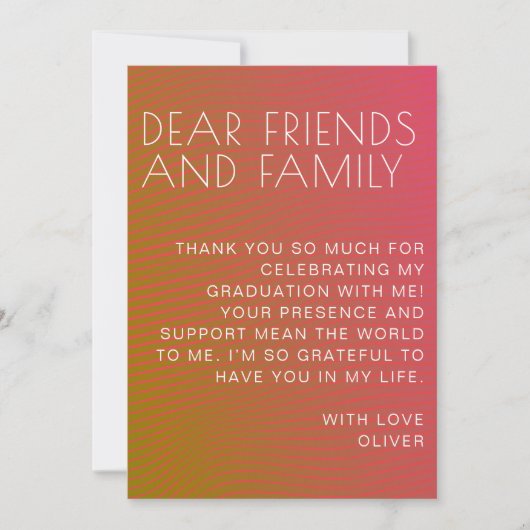 Sommervibe Abschluss parallel warme Farblinien Dankeskarte (Vorderseite)