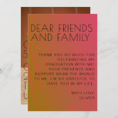 Sommervibe Abschluss parallel warme Farblinien Dankeskarte (Vorne/Hinten)