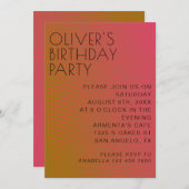 Sommervibe Geburtstag parallel warme Farblinien Einladung (Vorne/Hinten)