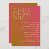 Sommervibe Geburtstag parallel warme Farblinien Einladung (Vorne/Hinten)