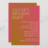 Sommervibe Geburtstag parallel warme Farblinien Einladung (Vorne/Hinten)