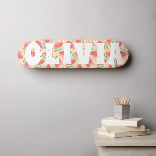 Sommervibe Wassermelone Custom Skateboard (Wandkunst (Horz))