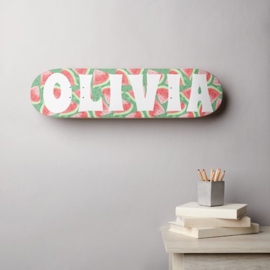 Sommervibe Wassermelone Custom Skateboard (Wandkunst (Horz))