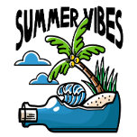 SOMMERVIBES LOREM IPSUM DOLOR SIT AMET, T-Shirt<br><div class="desc">Die Illustration mit einem Sommervibes Konzept clipart transparent ist ein grafisches Gestaltungselement, das die Essenz des Sommers erfasst. Es verfügt über einen transparenten Hintergrund, der eine einfache Integration in verschiedene Designs und Produkte ermöglicht. Das Kunstwerk zeigt eine lebhafte und farbenfrohe Szene, die verschiedene sommerliche Elemente wie Sonne, Wellen, Strand, Palmen...</div>