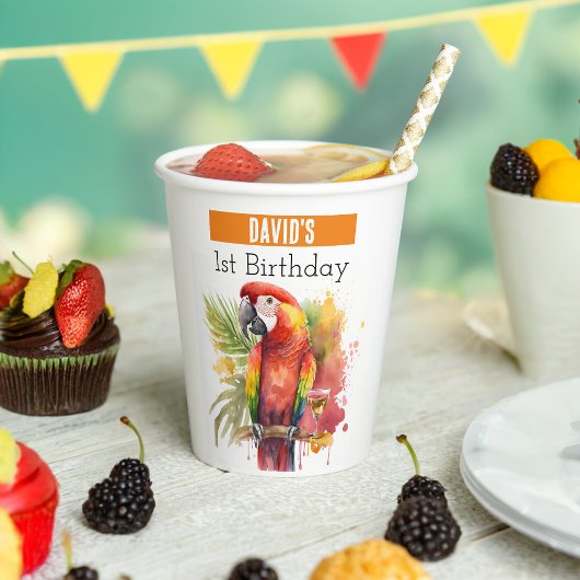 Sommervibes Papagei - 1. Geburtstag - Pappbecher