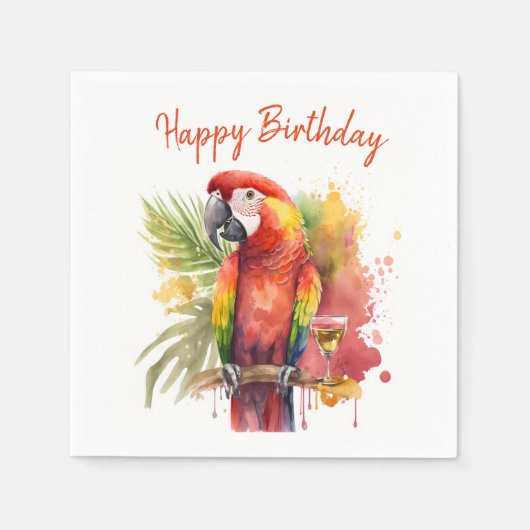 Sommervibes Parrot - Geburtstag Serviette (Vorderseite)