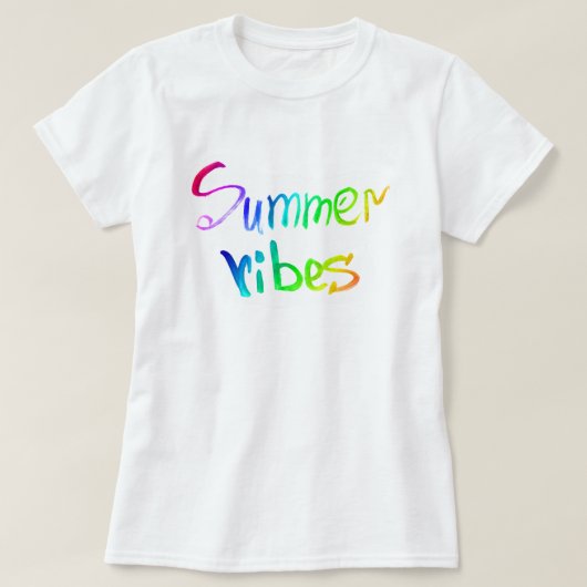 Sommervibes Regenbogenkalligraphie T-Shirt (Design vorne)