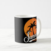 Sommervibes Retro Sonnenuntergang und Palmen Bäume Kaffeetasse (VorderseiteRechts)