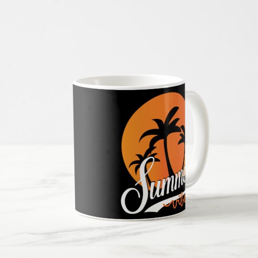 Sommervibes Retro Sonnenuntergang und Palmen Bäume Kaffeetasse (VorderseiteRechts)