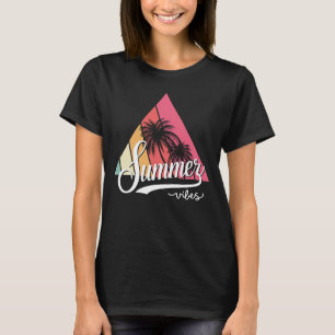 Sommervibes Retro Sonnenuntergang und Palmen Bäume T-Shirt