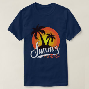 Sommervibes Retro Sonnenuntergang und Palmen Bäume T-Shirt