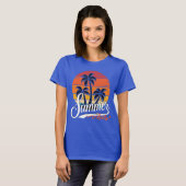 Sommervibes Retro Sonnenuntergang und Palmen Bäume T-Shirt (Vorne ganz)