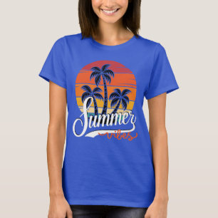 Sommervibes Retro Sonnenuntergang und Palmen Bäume T-Shirt