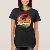 Sommervibes Retro Sonnenuntergang und Palmen Bäume T-Shirt (Vorderseite)