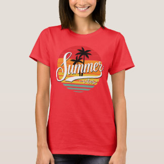 Sommervibes Retro Sonnenuntergang und Palmen Bäume T-Shirt