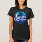 Sommervibes Retro Sonnenuntergang und Palmen Bäume T-Shirt (Vorderseite)