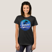 Sommervibes Retro Sonnenuntergang und Palmen Bäume T-Shirt (Vorne ganz)