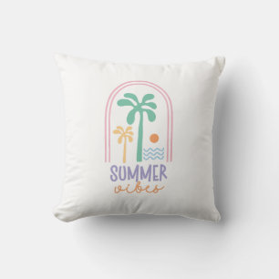 Sommervibes und Palmen Retro Minimalistisch Kissen