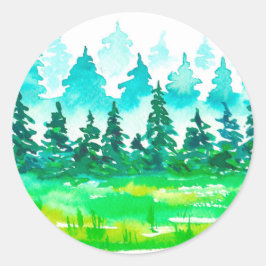 Sommerwaldlandschaft Runder Aufkleber