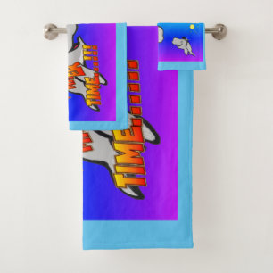 Sommerwale Cartoon Turqoise Badetücher Set