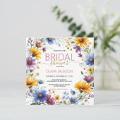 Sommerwasser Wildblumen BRIDAL Dusche Einladung (Stehend Vorderseite)