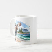 Sommerwasserfarbe Elche am Strand Kaffeetasse (Vorderseite Links)