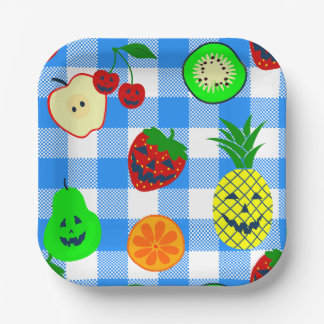 Sommerween blau Halloween Kürbis Obst Pappteller