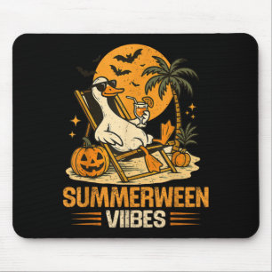 Sommerween-Gans Gruseliger Halloween-Kürbisstrand Mousepad