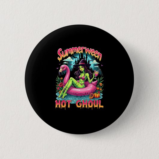 Sommerween Hexen Stimmung Urlaub Halloween Lustig  Button (Vorderseite)