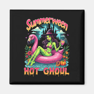 Sommerween-Hexen-Vibes-Urlaub-Halloween-lustig-Pa Magnet