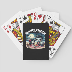 Sommerween mit einer Familie von Vampiren am Stran Spielkarten