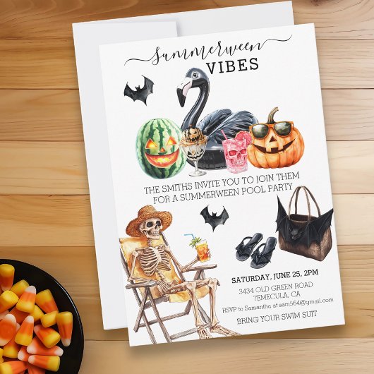 Sommerween-Party Sommer Pool Gothic Einladung