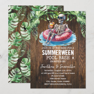 Sommerween-Skelett-Tropenpool-Party Einladung