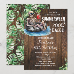 Sommerween Skelett Tropischer Halloween Geburtstag Einladung