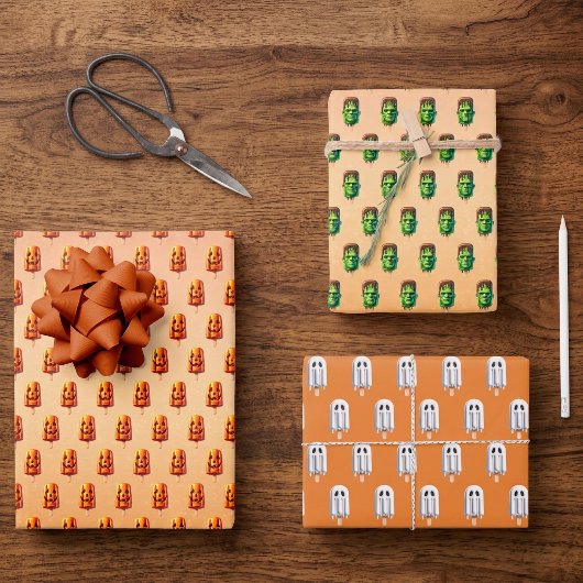 Sommerween Sommer Halloween JackoLaterne Eisstiel Geschenkpapier Set