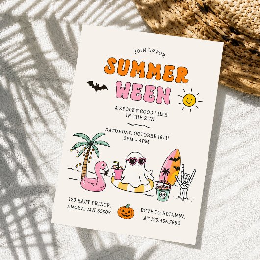 Sommerween Sommer Pool Halloween-Party Einladung