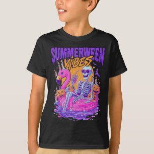 Sommerween-Stimmung Skelett-Kürbis Gruseliger Urla T-Shirt