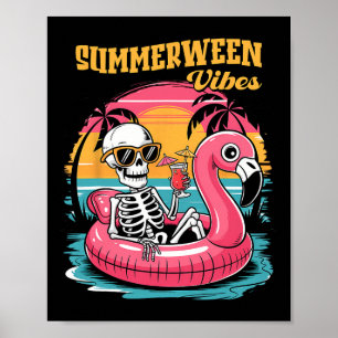 Sommerween-Stimmung Skelett Sommerferien Lustiger  Poster