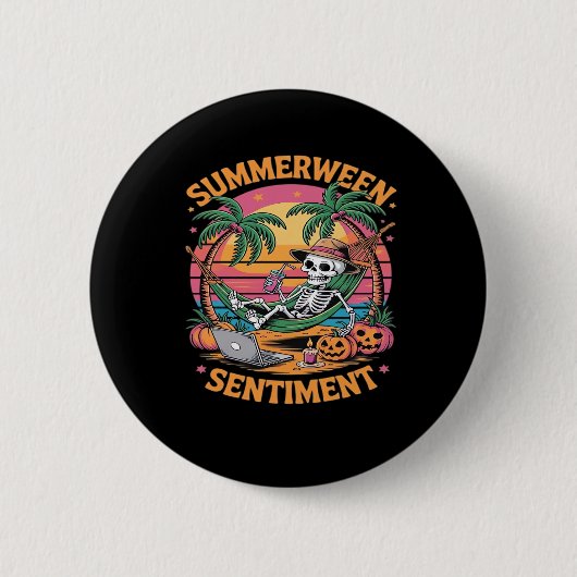 Sommerween-Stimmung, Skelett-Sommerferien, Sommer Button (Vorderseite)